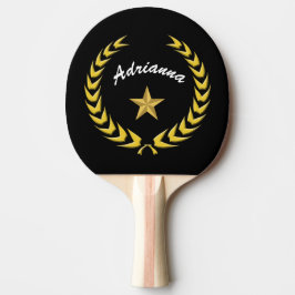 Gouden krans en ster personaliseer met naam tafeltennisbatje
