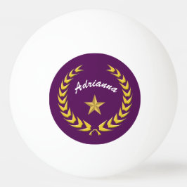 Gouden krans en ster personaliseren met naam pingpongbal