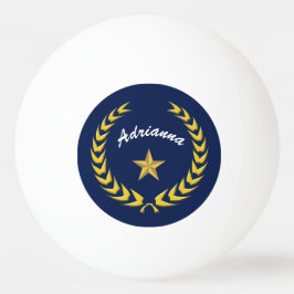 Gouden krans en ster personaliseren met naam pingpongbal