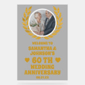 Gouden Krans Foto 60e bruiloft Jubileum Welkom Acryl Bord (Voorkant)