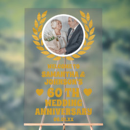 Gouden Krans Foto 60e bruiloft Jubileum Welkom Acryl Bord