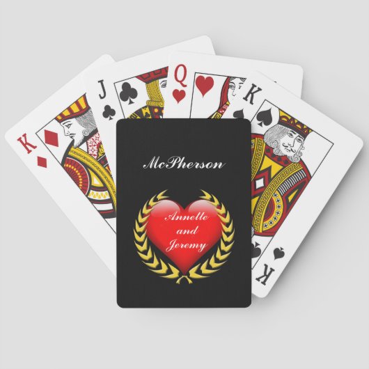 Gouden krans & hart uiting van liefde Personalisee Pokerkaarten (Achterkant)