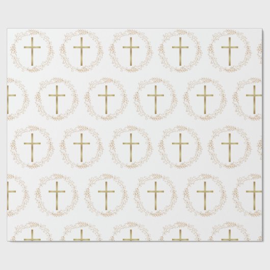 Gouden krans kerstmis inpakpapier met christelijk (Vlak)