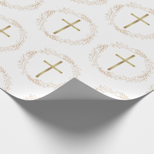 Gouden krans kerstmis inpakpapier met christelijk  (Hoek)