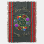 Gouden krans, levendige Ornamenten op Pine Green Deken (Voorkant Verticaal)