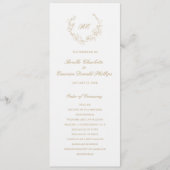 Gouden krans monogram elegante bruiloft programmakaart (Voorkant)