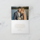 Gouden Krans Monogram Foto Elegante Huwelijk Bedankkaart (Binnen)