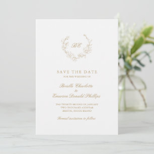 Gouden Krans Monogram Foto Elegante Huwelijk Save The Date