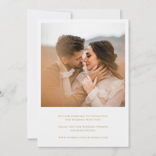 Gouden Krans Monogram Foto Elegante Huwelijk Save The Date (Achterkant)