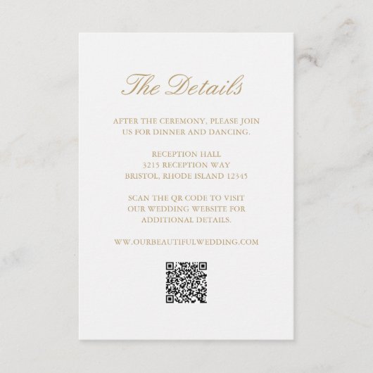 Gouden Krans Monogram QR Code Elegant Huwelijk Informatiekaartje (Voorkant)