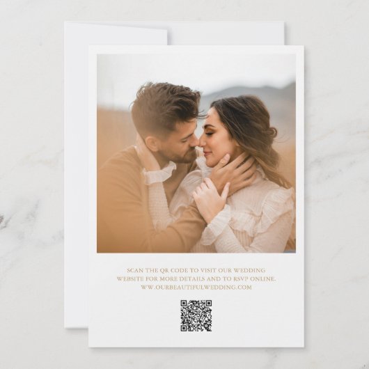 Gouden Krans Monogram QR Code Elegant Huwelijk Save The Date (Achterkant)
