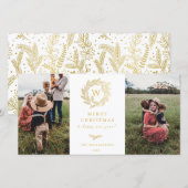 Gouden Krans Monogram Vakantie 2 Foto Kaart (Voorkant / Achterkant)