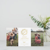 Gouden Krans Monogram Vakantie 2 Foto Kaart (Staand voorkant)