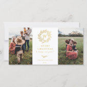 Gouden Krans Monogram Vakantie 2 Foto Kaart (Voorkant)