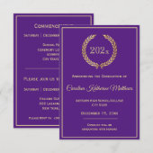 Gouden krans Paarse Afstuderen Aankondiging (Voorkant / Achterkant)