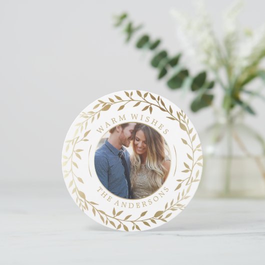 gouden krans | Vakantiefotokaart Feestdagenkaart (Staand voorkant)