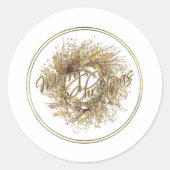 Gouden krans Vrolijke Kerstmis Stickers (Voorkant)