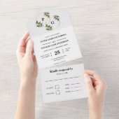 Gouden kransbladeren allemaal in één trouwuitnodig all in one uitnodiging (Afscheurbaar)