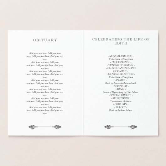 Gouden kransen Elegant begrafenisprogramma Folie Kaarten (Binnen)