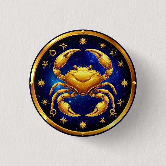 Gouden Kreeft Kosmische Dierenriem Ronde Button 3,2 Cm (Voorkant)