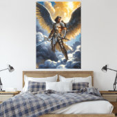 Gouden Krijger van de Hemel Aartsengel Michaël Canvas Afdruk (Insitu (Slaapkamer))