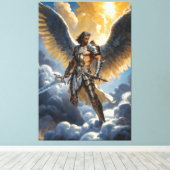 Gouden Krijger van de Hemel Aartsengel Michaël Canvas Afdruk (Insitu (Houten vloer))