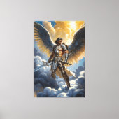 Gouden Krijger van de Hemel Aartsengel Michaël Canvas Afdruk (Voorkant)