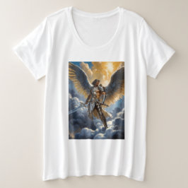 Gouden Krijger van de Hemel Aartsengel Michaël Grote Maat T-shirt