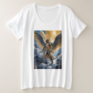 Gouden Krijger van de Hemel Aartsengel Michaël Grote Maat T-shirt