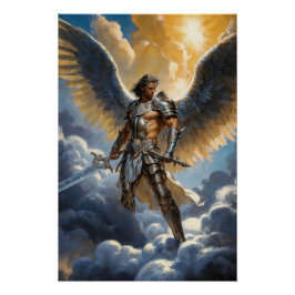 Gouden Krijger van de Hemel Aartsengel Michaël Perfect Poster