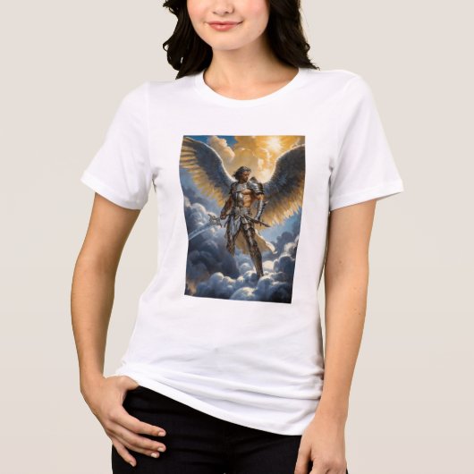 Gouden Krijger van de Hemel Aartsengel Michaël Tri-Blend Shirt (Voorkant)