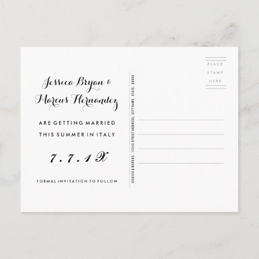 Gouden Krijtbord Rustiek Save the Date Aankondigingskaart (Achterkant)