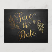 Gouden Krijtbord Rustiek Save the Date Aankondigingskaart (Voorkant)