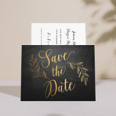 Gouden Krijtbord Rustiek Save the Date Aankondigingskaart