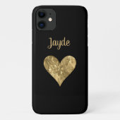 Gouden Kristal Gepersonaliseerde Hart Mobiele Tele Case-Mate iPhone Case (Achterkant)
