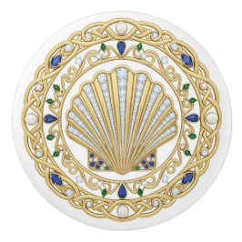 Gouden Kristal Schelp 2D grafische edelstenen Keramische Knop