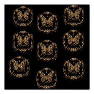 Gouden Kristal Vlinder Schitterende Luxe Sieraden Perfect Poster