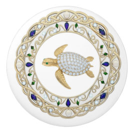 Gouden Kristal Zee Schildpad 2D grafisch Diamant O Keramische Knop