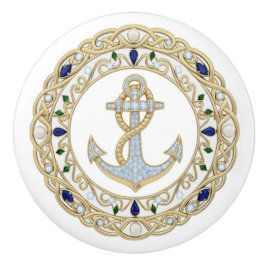 Gouden Kristallen Nautisch Anker Diamant 2D Grafis Keramische Knop