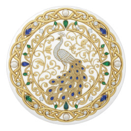 Gouden Kristallen Pauw Vogel 2D grafische edelsten Keramische Knop