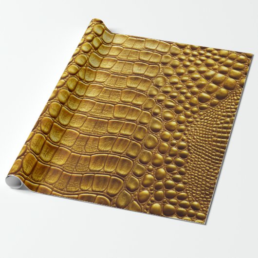 Gouden Krokodil Alligator Huid Faux Lederen Print Cadeaupapier (Uitgerold)