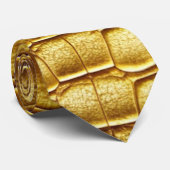 Gouden Krokodil Alligator Huid Faux Lederen Print Stropdas (Opgerold)