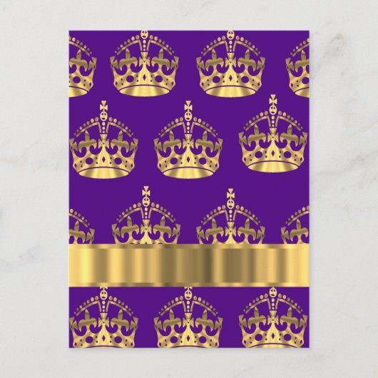 Gouden kronen op paars briefkaart (Voorkant)
