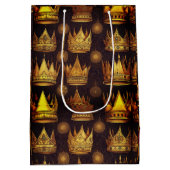 Gouden kronen patroon medium cadeauzakje (Achterkant)