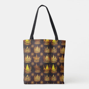 Gouden kronen patroon tote bag