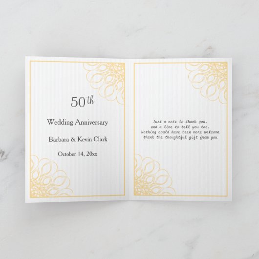 Gouden kronkels 50ste verjaardag Dank je foto Bedankkaart (Binnen)