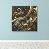 Gouden kronkels en rondingen canvas kunst (Insitu (Houten vloer))