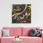 Gouden kronkels en rondingen canvas kunst (Insitu (Woonkamer))