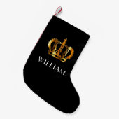 Gouden Kroon Aangepaste Naam Zwart Kleine Kerstsok (Voorkant (Hangend))