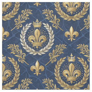 Gouden Kroon Blauwe Fluwelen Koninklijke Damast On Stof